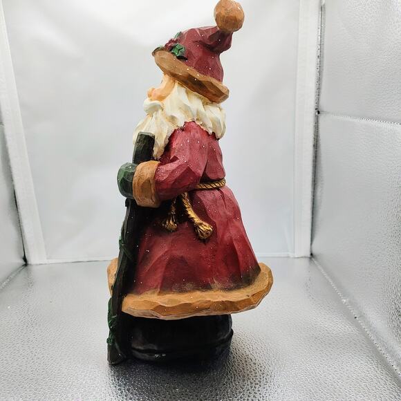 Rustic Santa Resin Figurine Christmas Holiday Decor Gift Carrying Stick - Picture 5 of 12